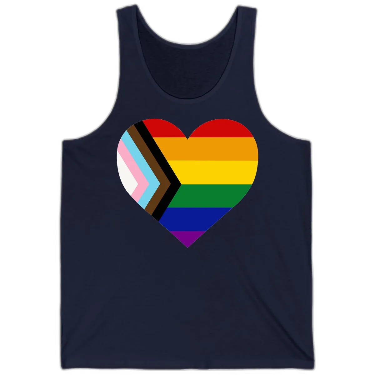 Progress Pride Heart Tank in Navy