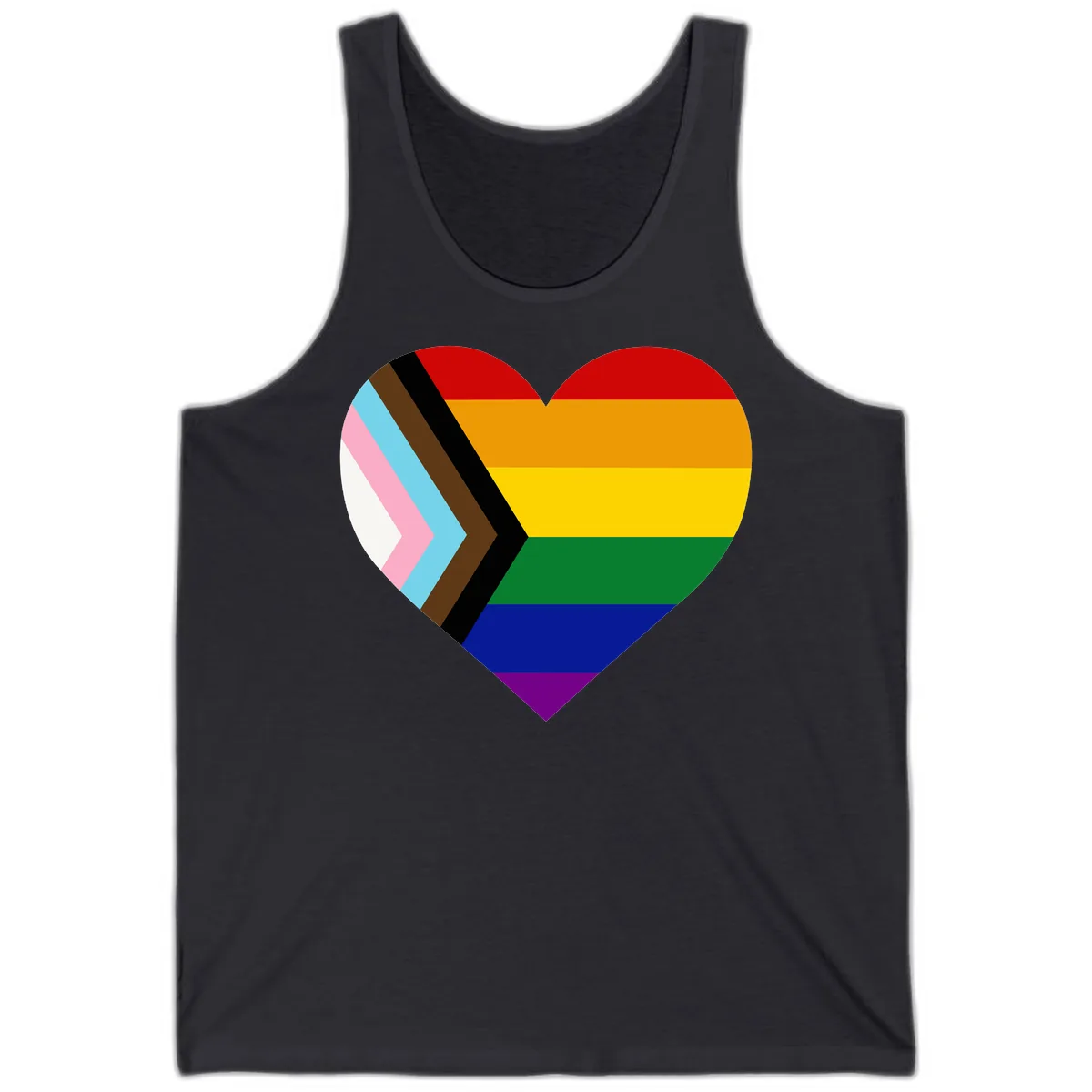 Progress Pride Heart Tank in Dark Grey