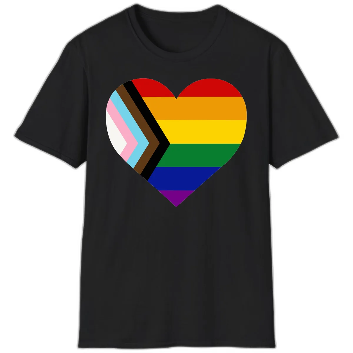 Progress Pride Heart T-Shirt in Black