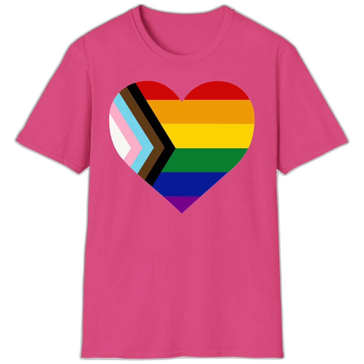 Progress Pride Heart T-Shirt in Heliconia