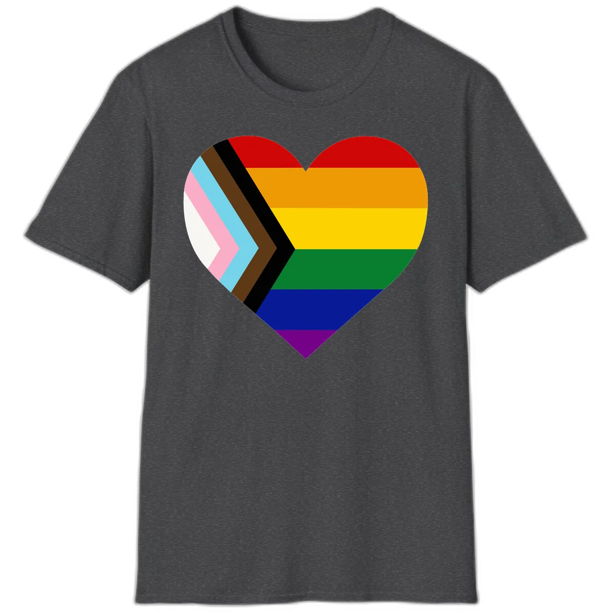 Progress Pride Heart T-Shirt in Dark Heather