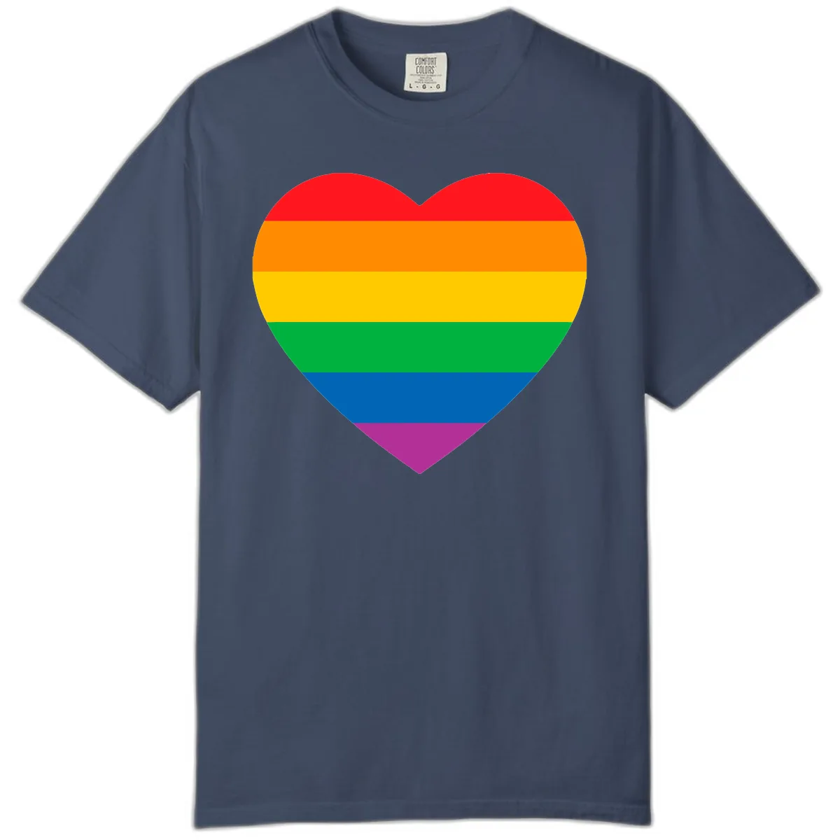 Rainbow Heart Pride Comfort Color in Midnight
