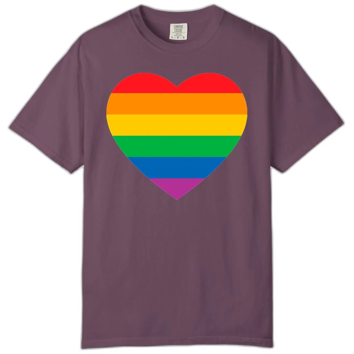 Rainbow Heart Pride Comfort Color in Berry
