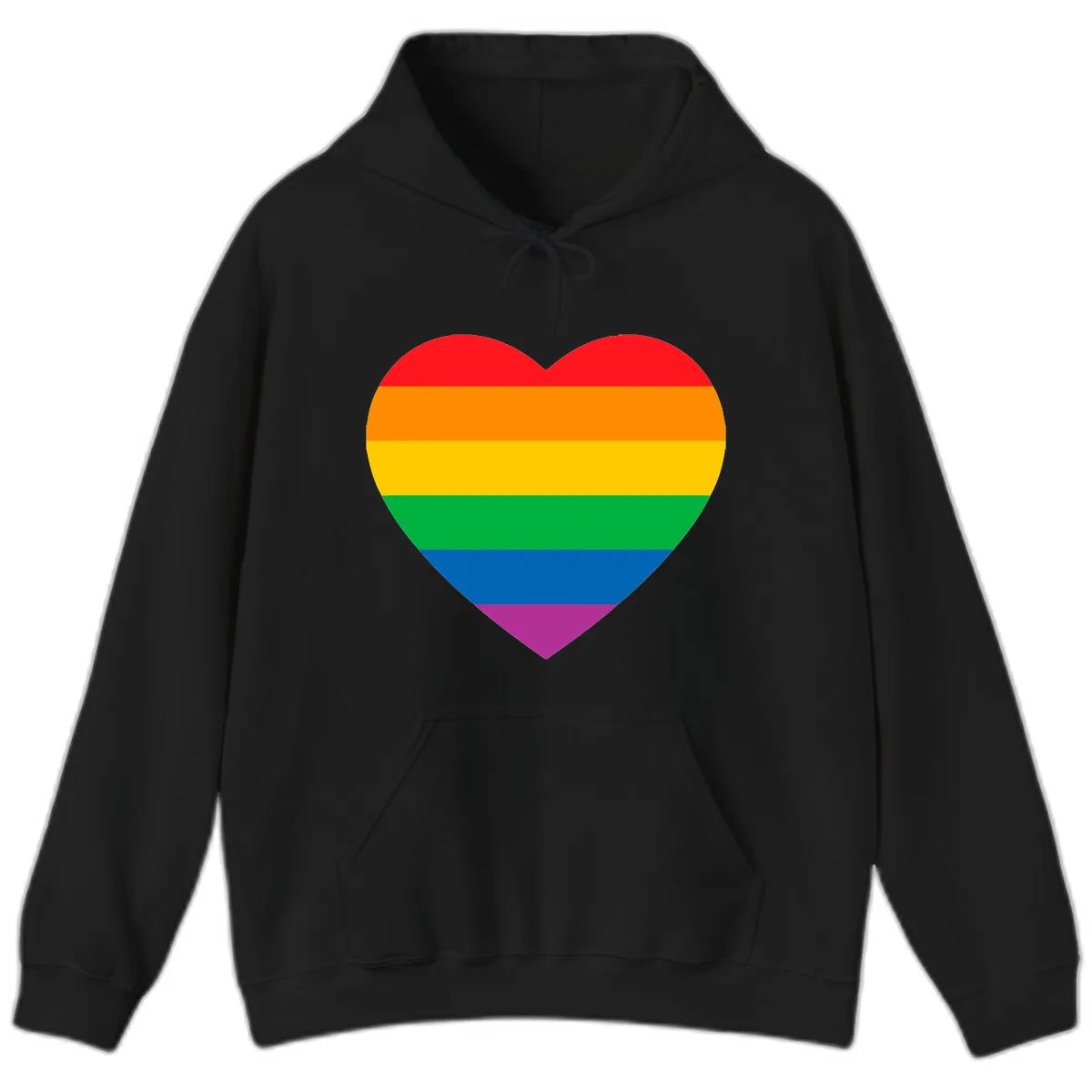 Rainbow Heart Pride Hoodie in Black