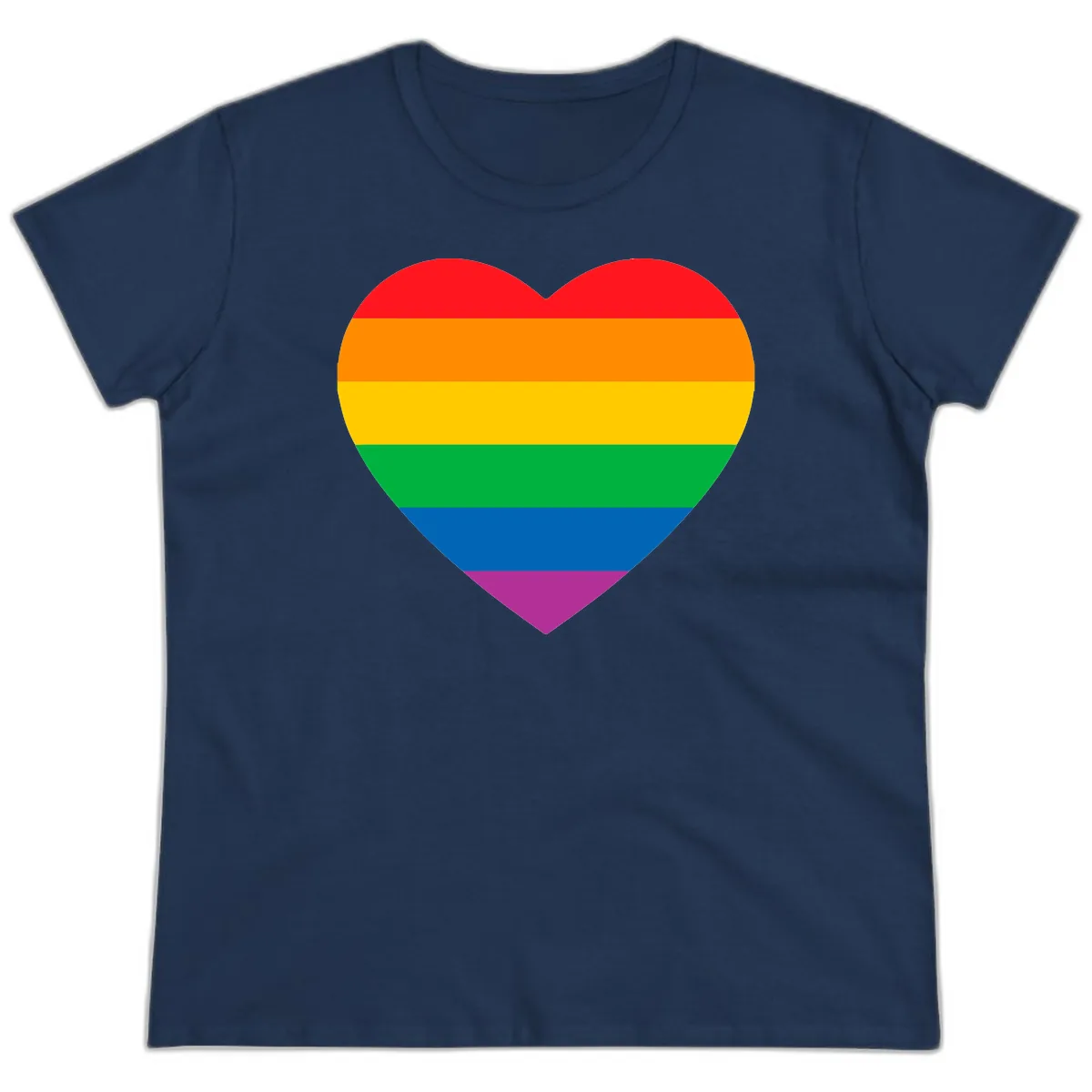 Rainbow Heart Pride Ladies Tee in Navy