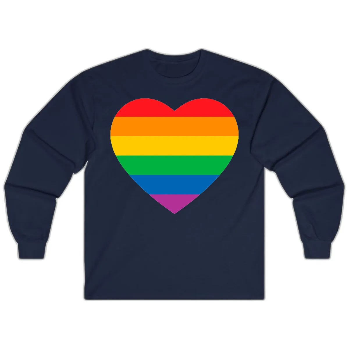 Rainbow Heart Pride Long Sleeve in Navy