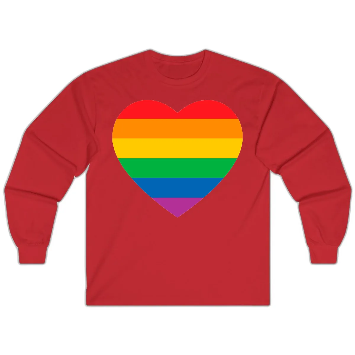 Rainbow Heart Pride Long Sleeve in Red