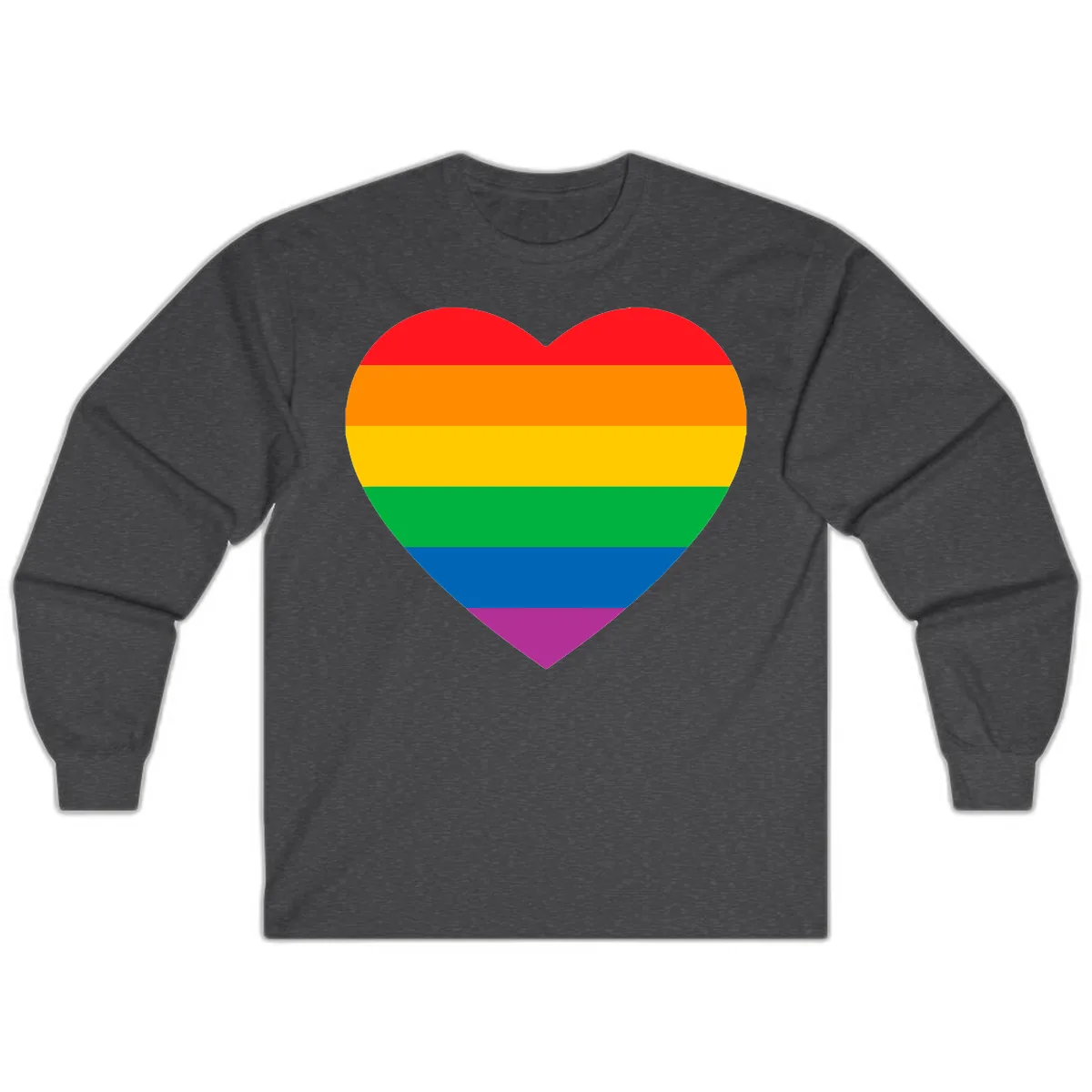 Rainbow Heart Pride Long Sleeve in Dark Heather