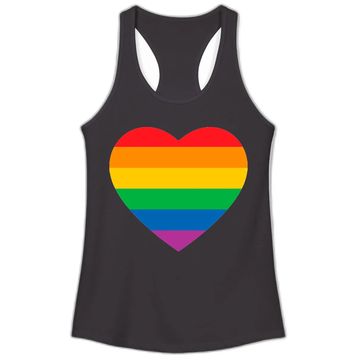 Rainbow Heart Pride Ladies Tank in Black