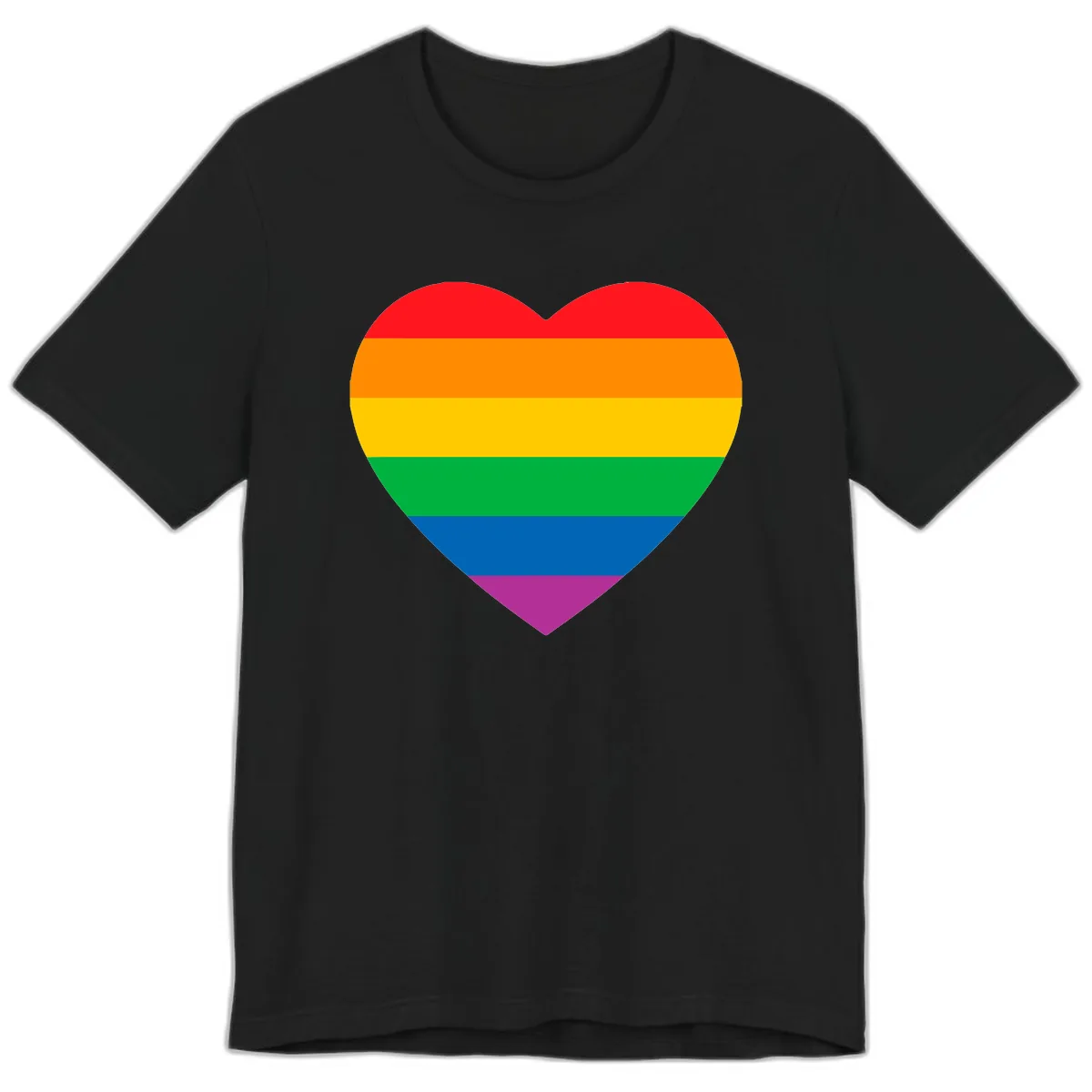 Rainbow Heart Pride Premium T-Shirt in Black