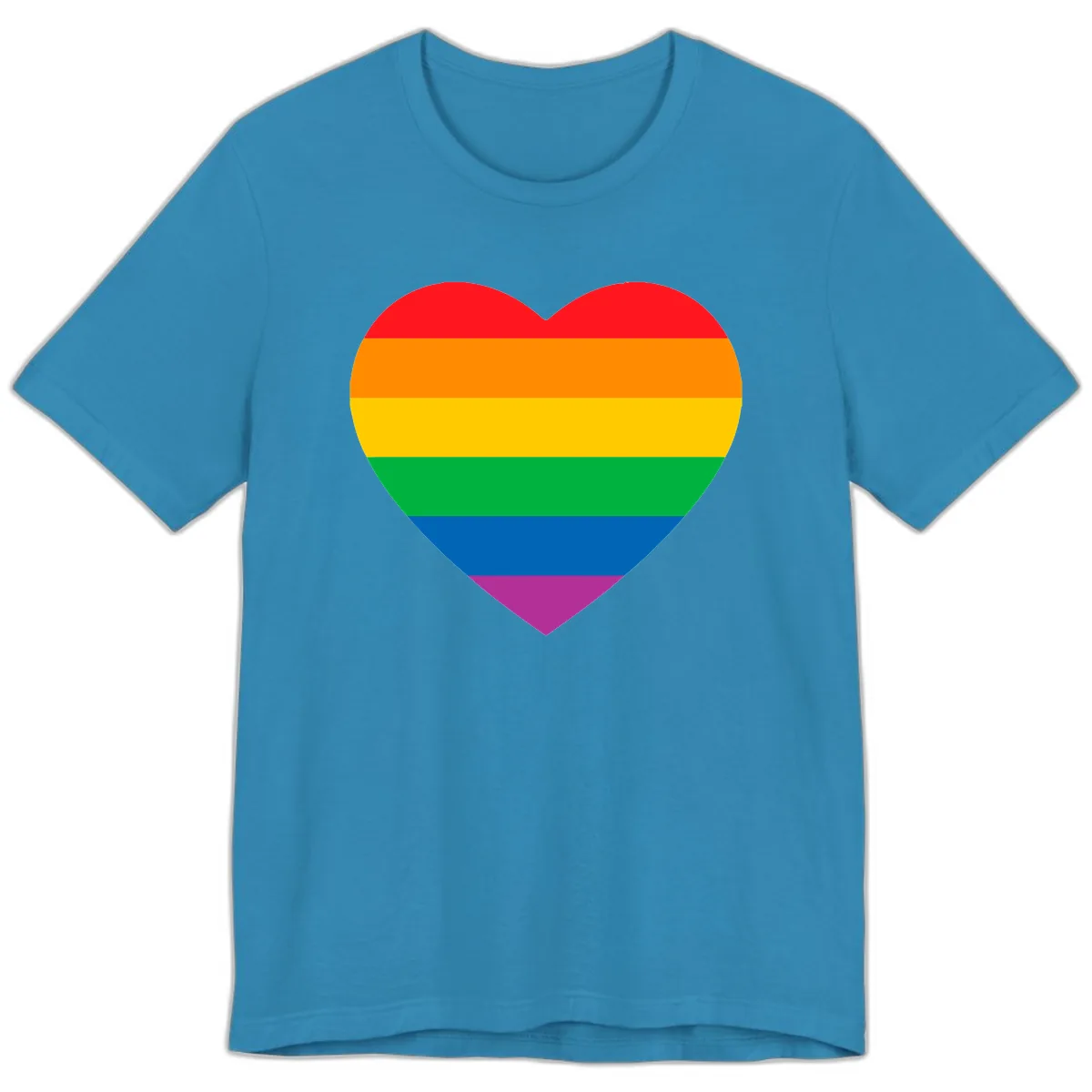 Rainbow Heart Pride Premium T-Shirt in Aqua