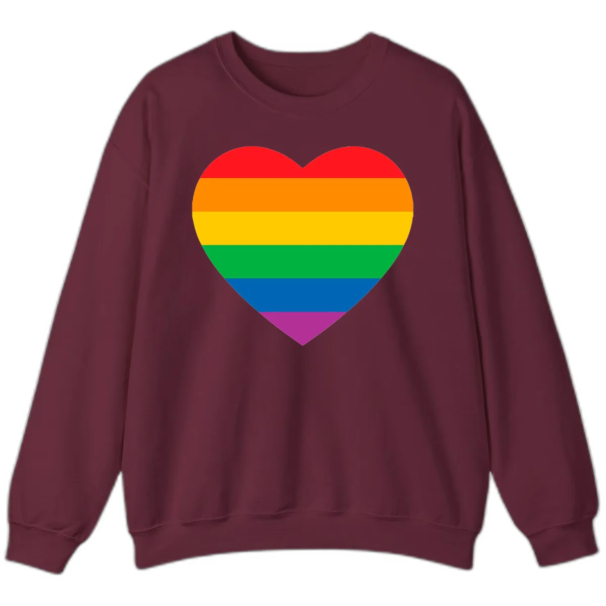Rainbow Heart Pride Sweatshirt in Maroon