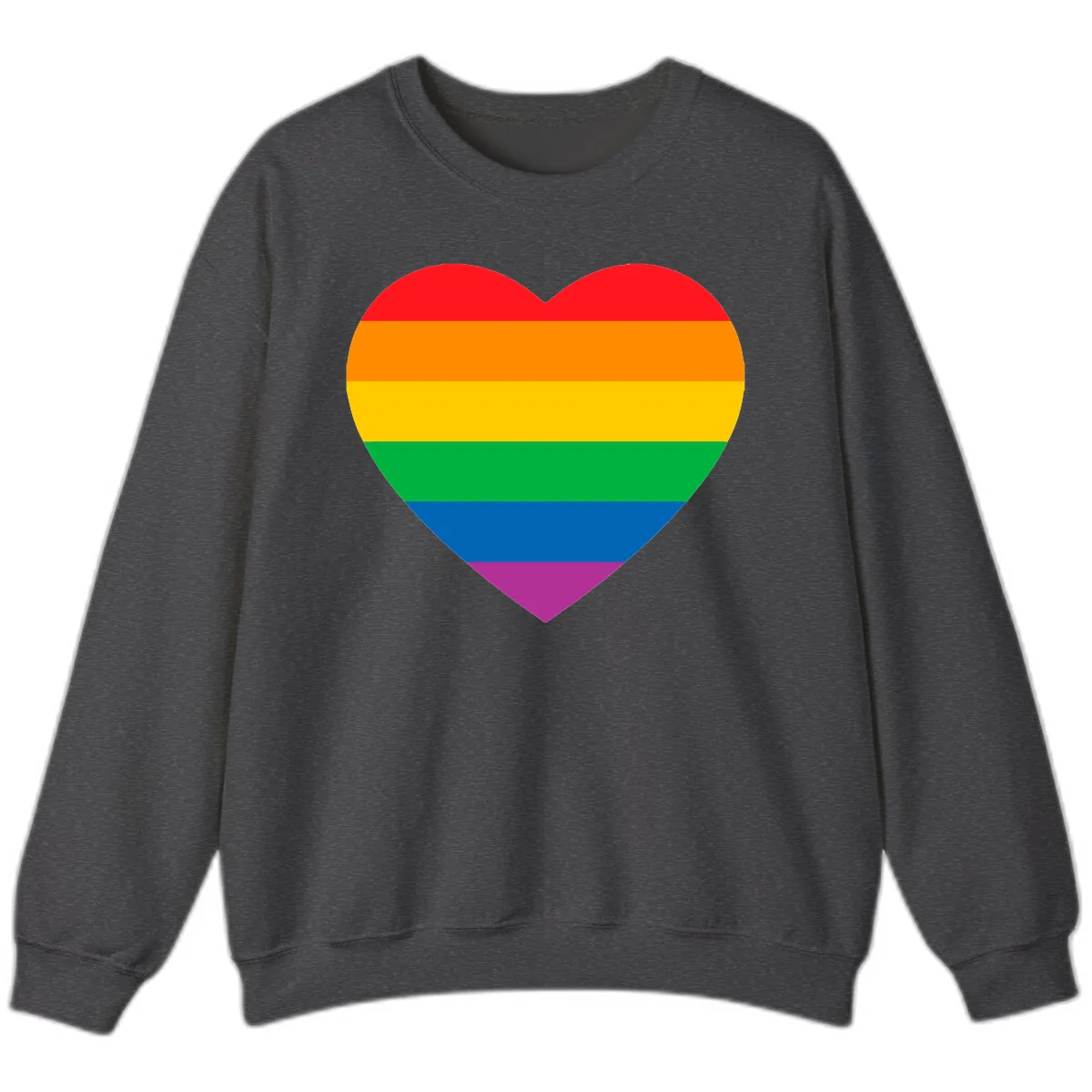 Rainbow Heart Pride Sweatshirt in Dark Heather