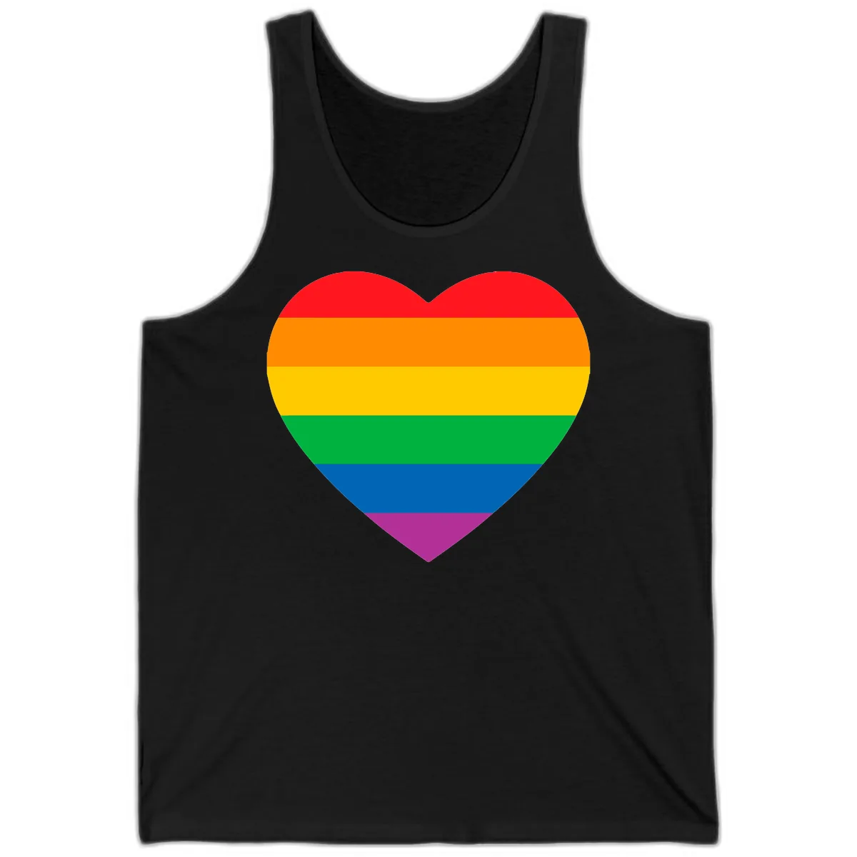Rainbow Heart Pride Tank in Black