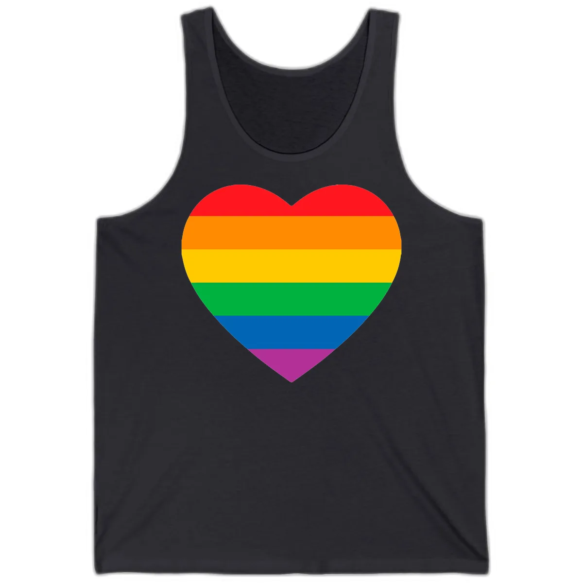 Rainbow Heart Pride Tank in Dark Grey