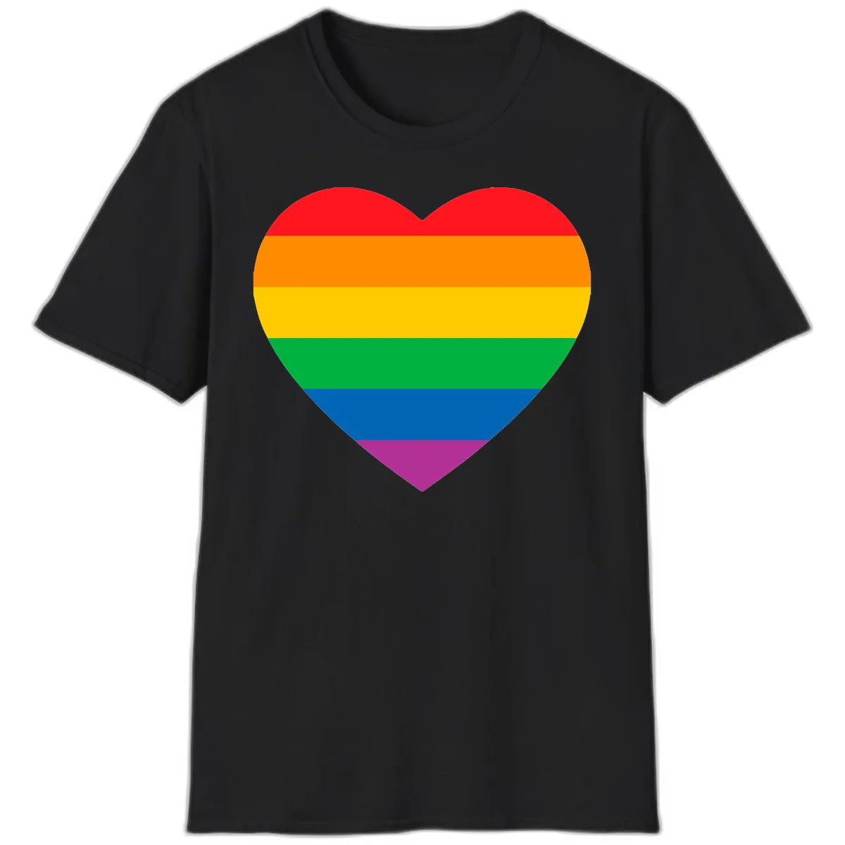 Rainbow Heart Pride T-Shirt in Black