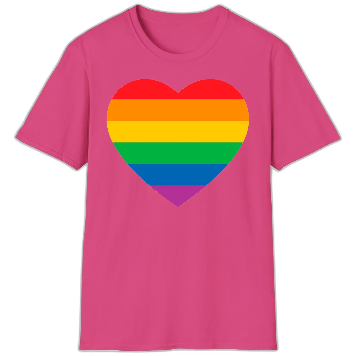 Rainbow Heart Pride T-Shirt in Heliconia