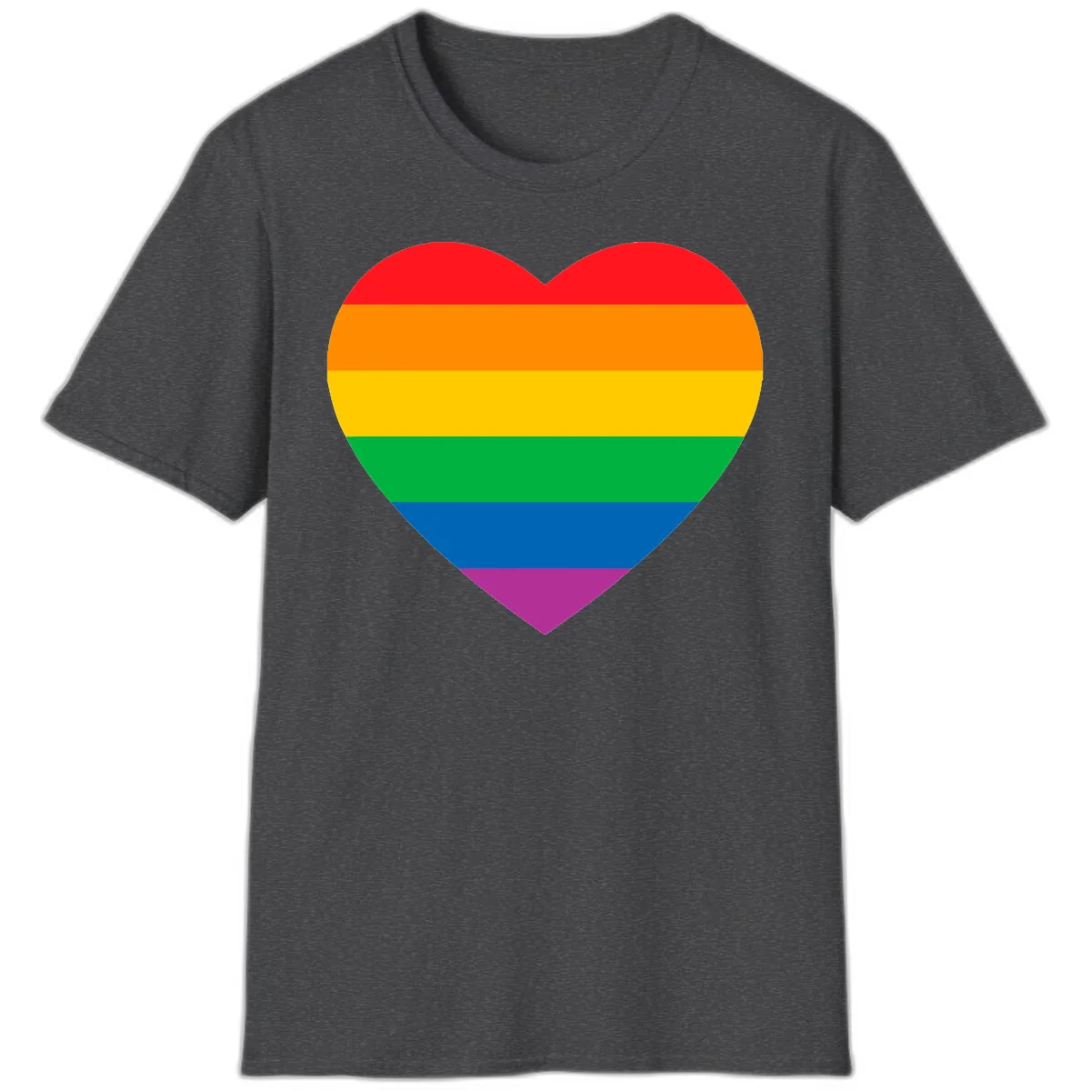 Rainbow Heart Pride T-Shirt in Dark Heather