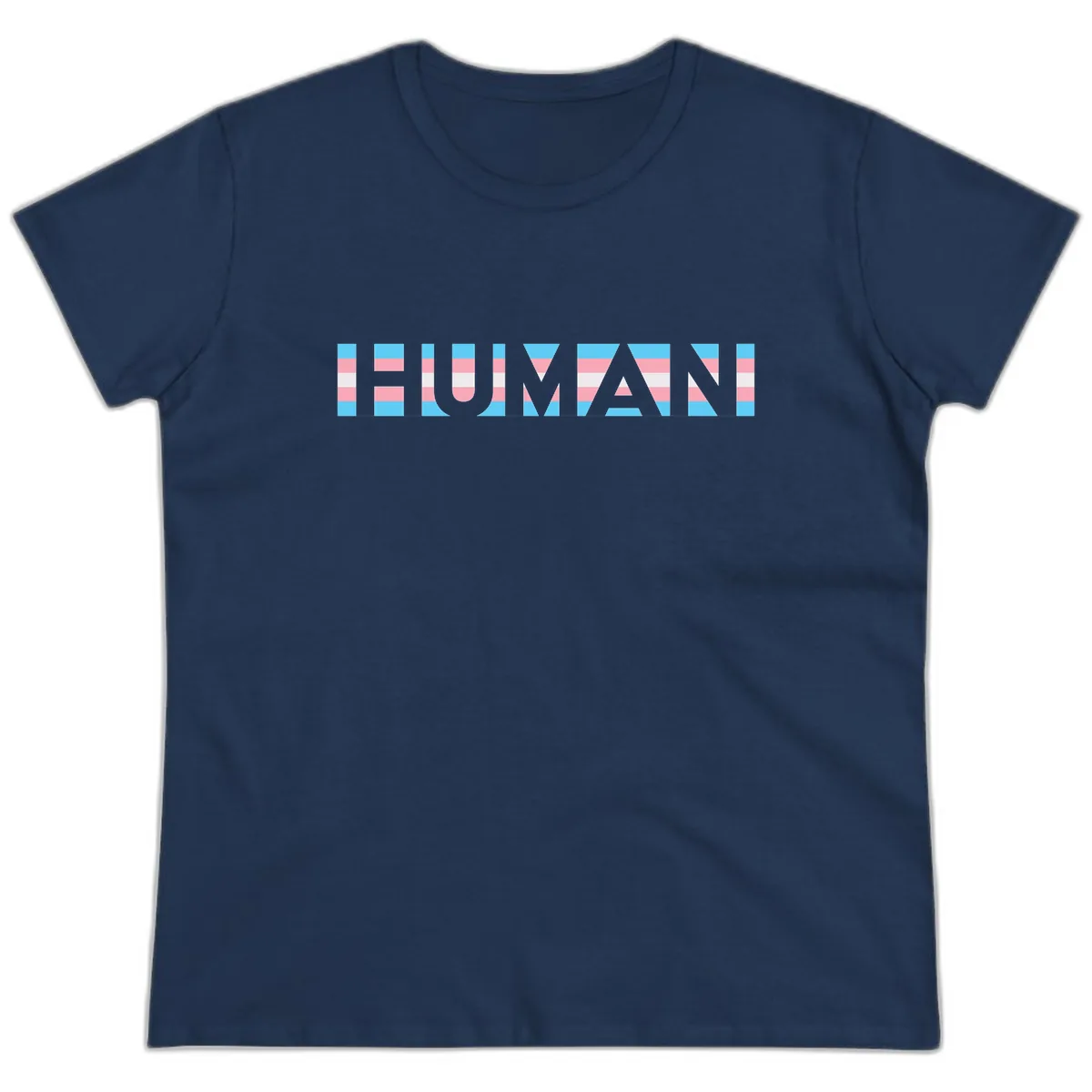 Human Pride Striped Design Ladies Tee in Navy