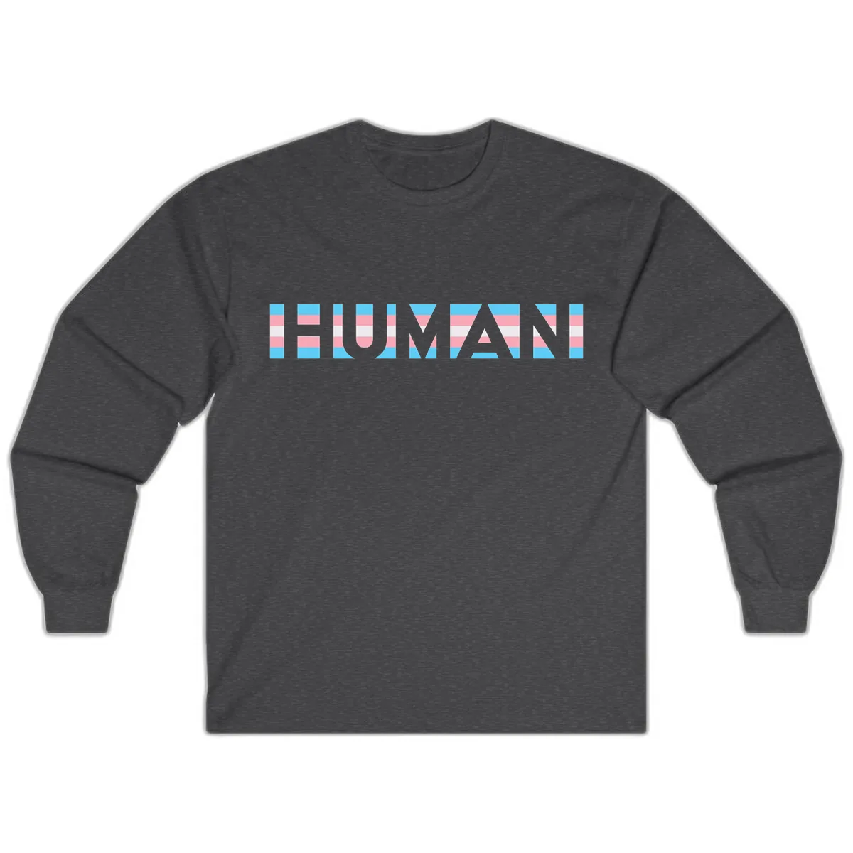 Human Pride Striped Design Long Sleeve in Dark Heather