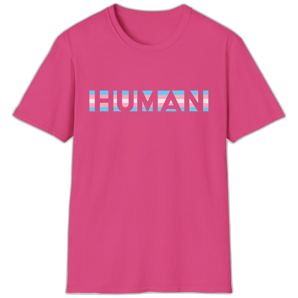 Human Pride Striped Design T-Shirt in Heliconia