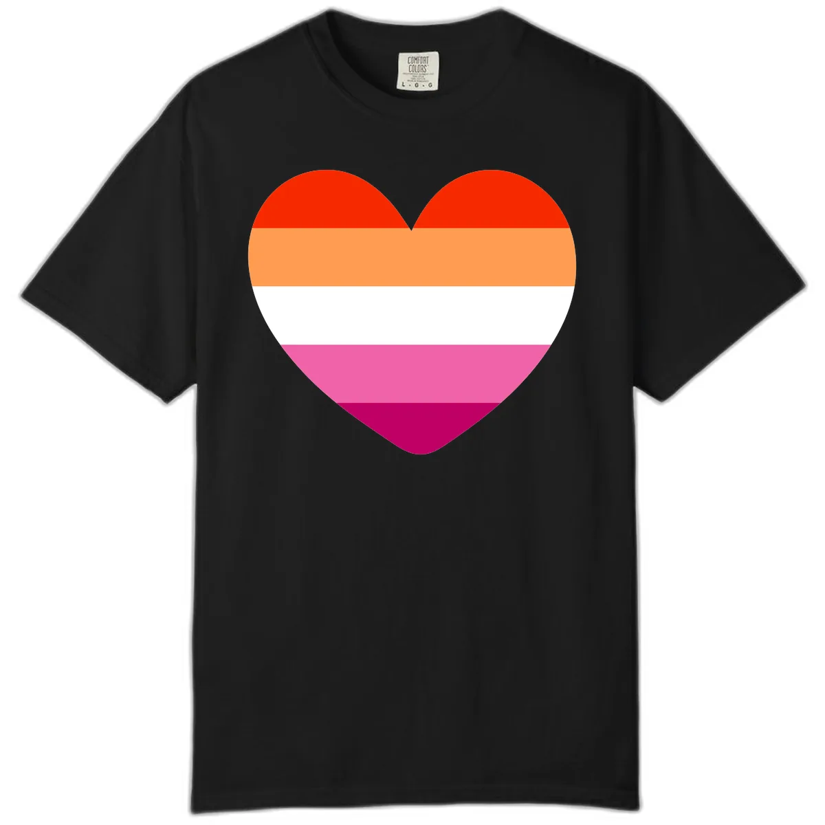 Lesbian Pride Heart Flag Comfort Color in Black