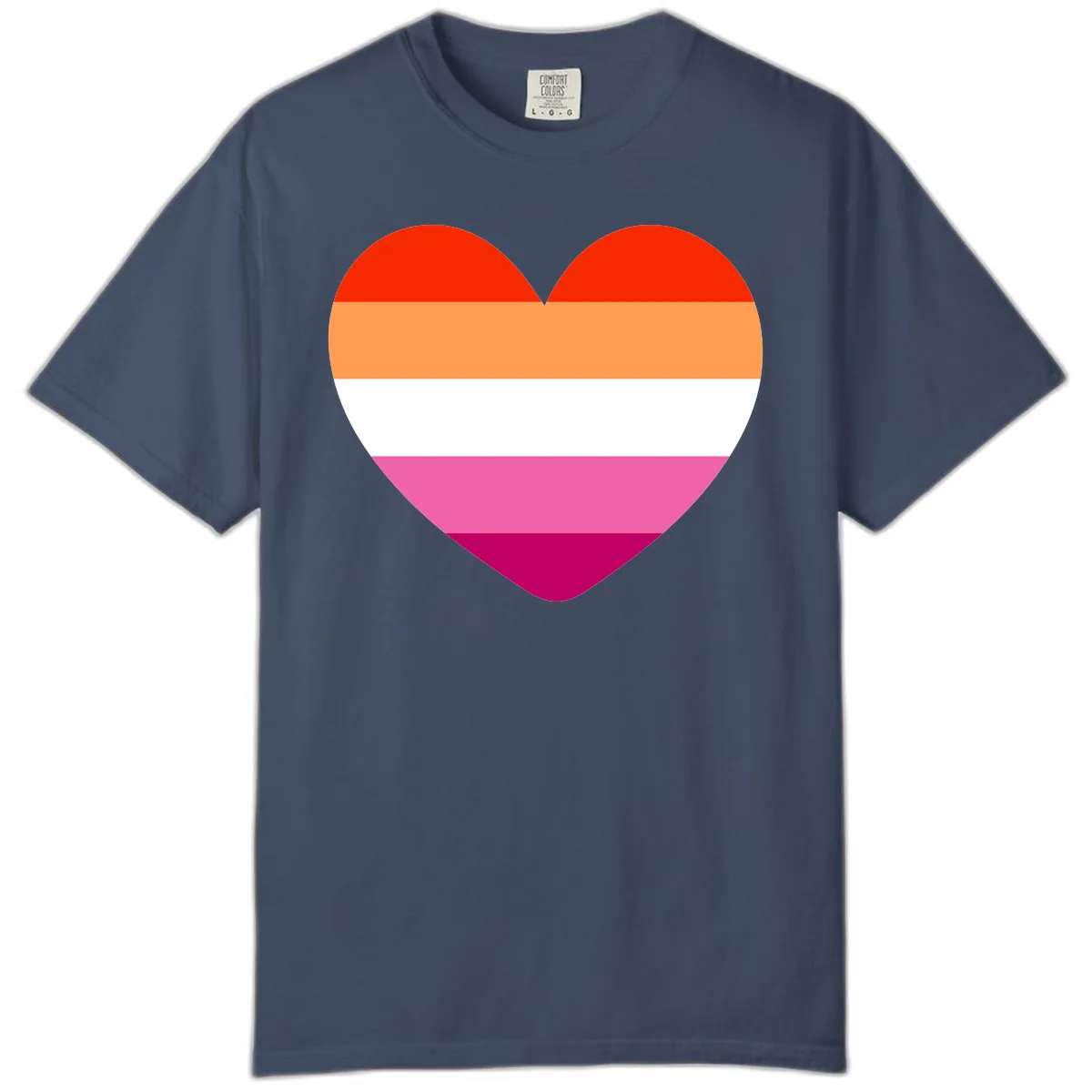 Lesbian Pride Heart Flag Comfort Color in Midnight