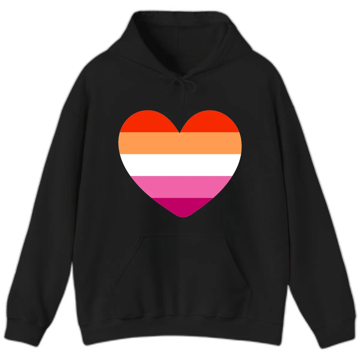 Lesbian Pride Heart Flag Hoodie in Black