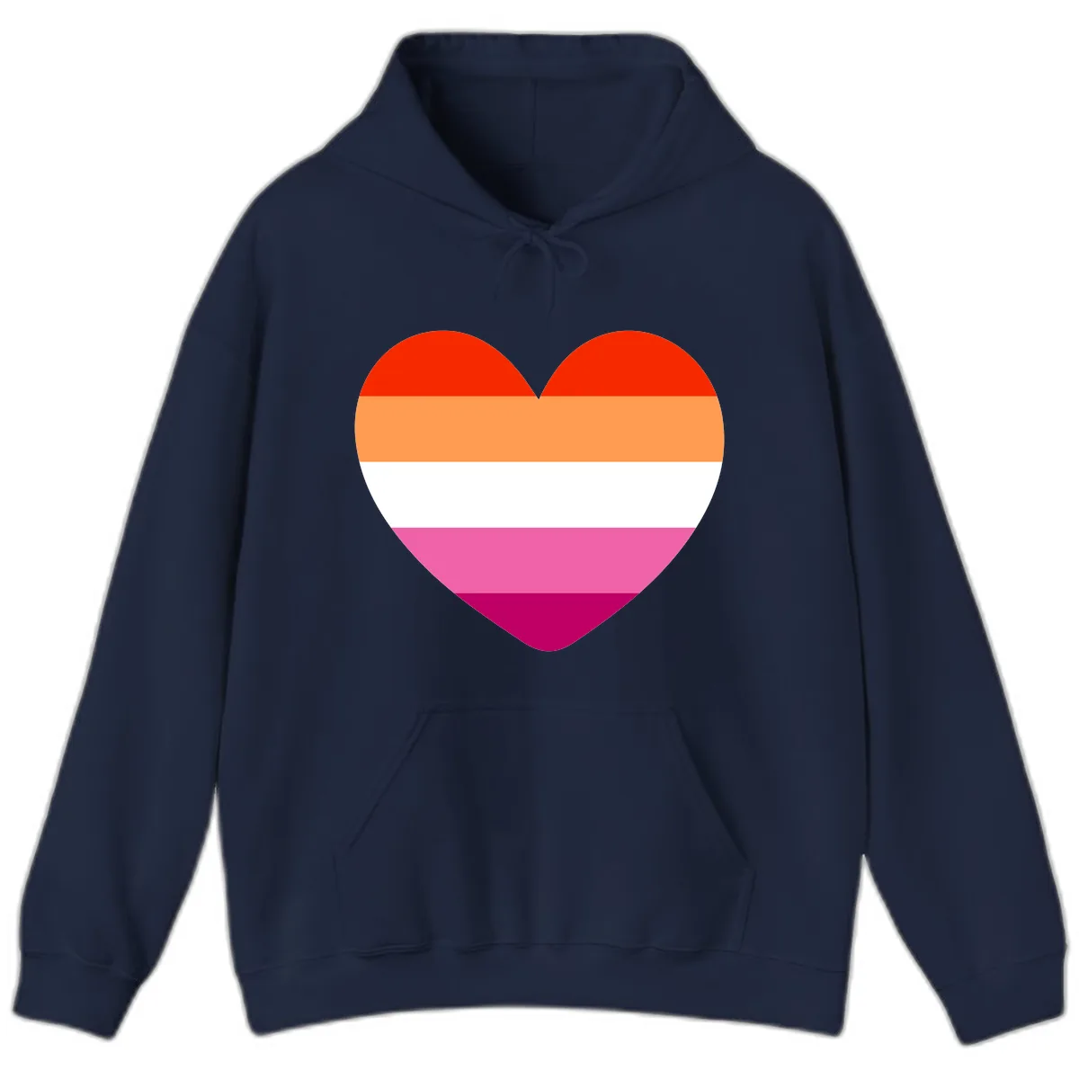 Lesbian Pride Heart Flag Hoodie in Navy