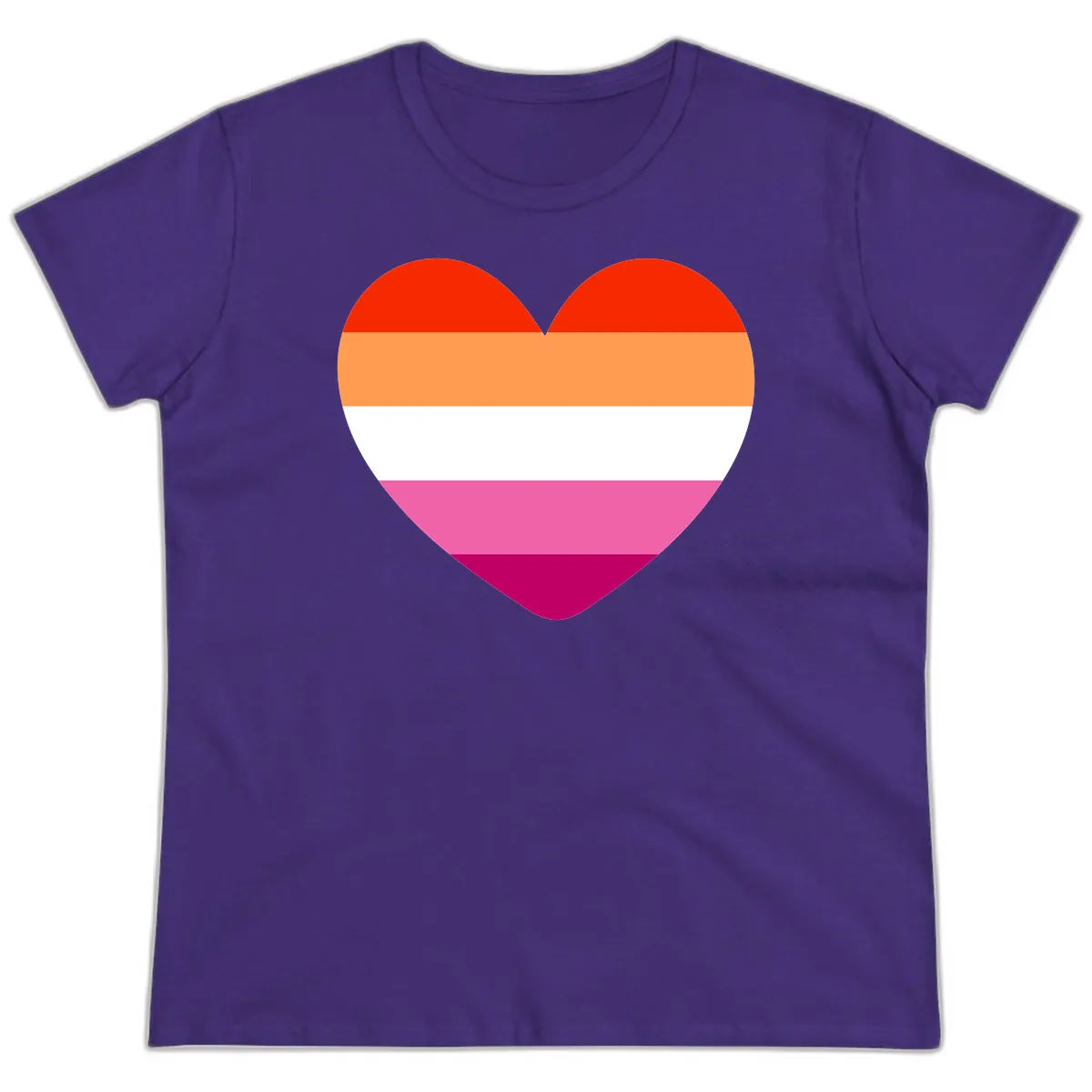 Lesbian Pride Heart Flag Ladies Tee in Purple