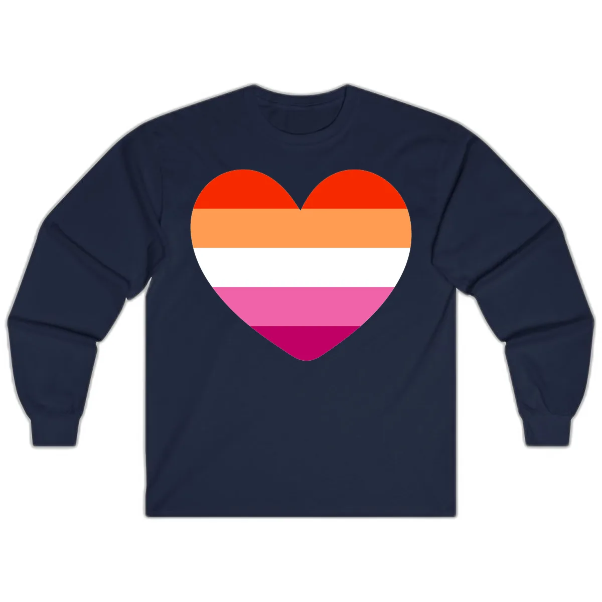 Lesbian Pride Heart Flag Long Sleeve in Navy