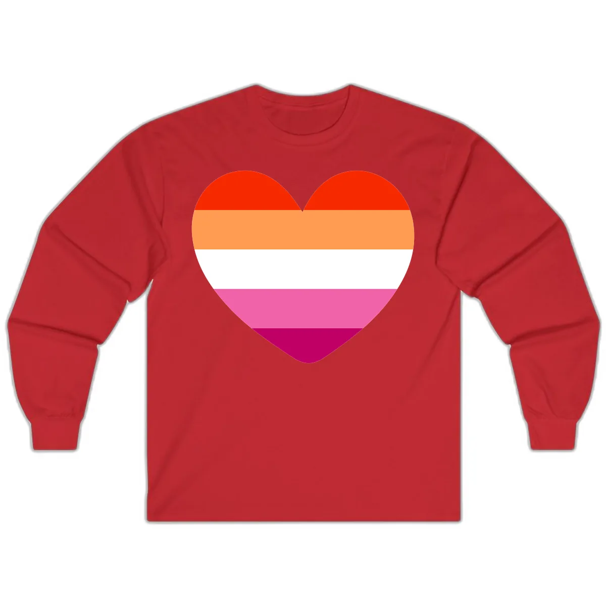 Lesbian Pride Heart Flag Long Sleeve in Red
