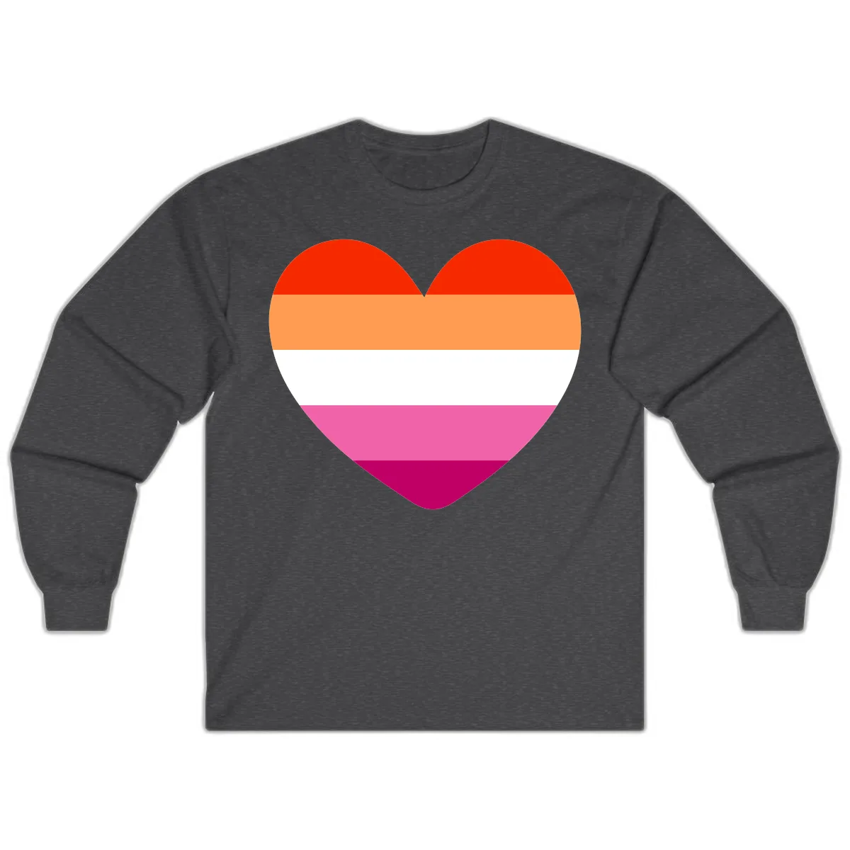Lesbian Pride Heart Flag Long Sleeve in Dark Heather