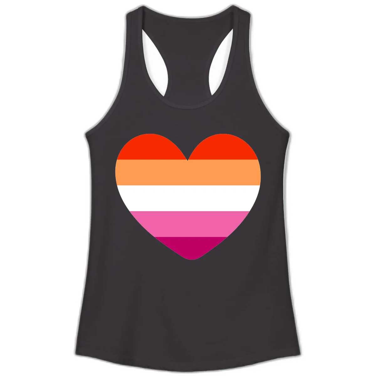 Lesbian Pride Heart Flag Ladies Tank in Black