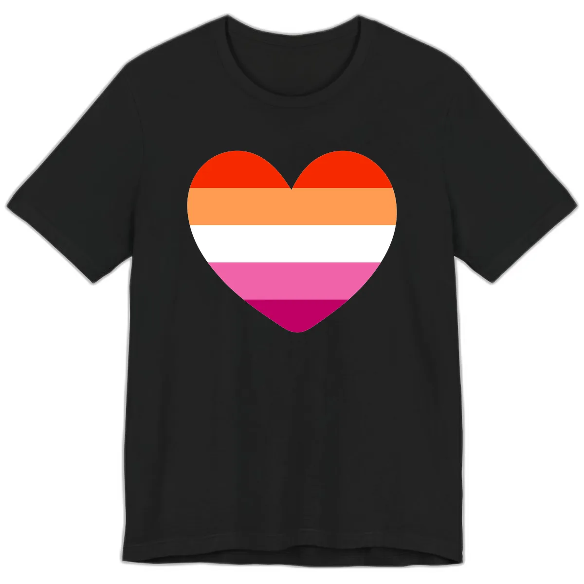 Lesbian Pride Heart Flag Premium T-Shirt in Black
