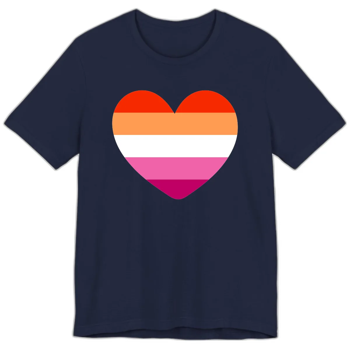 Lesbian Pride Heart Flag Premium T-Shirt in Navy