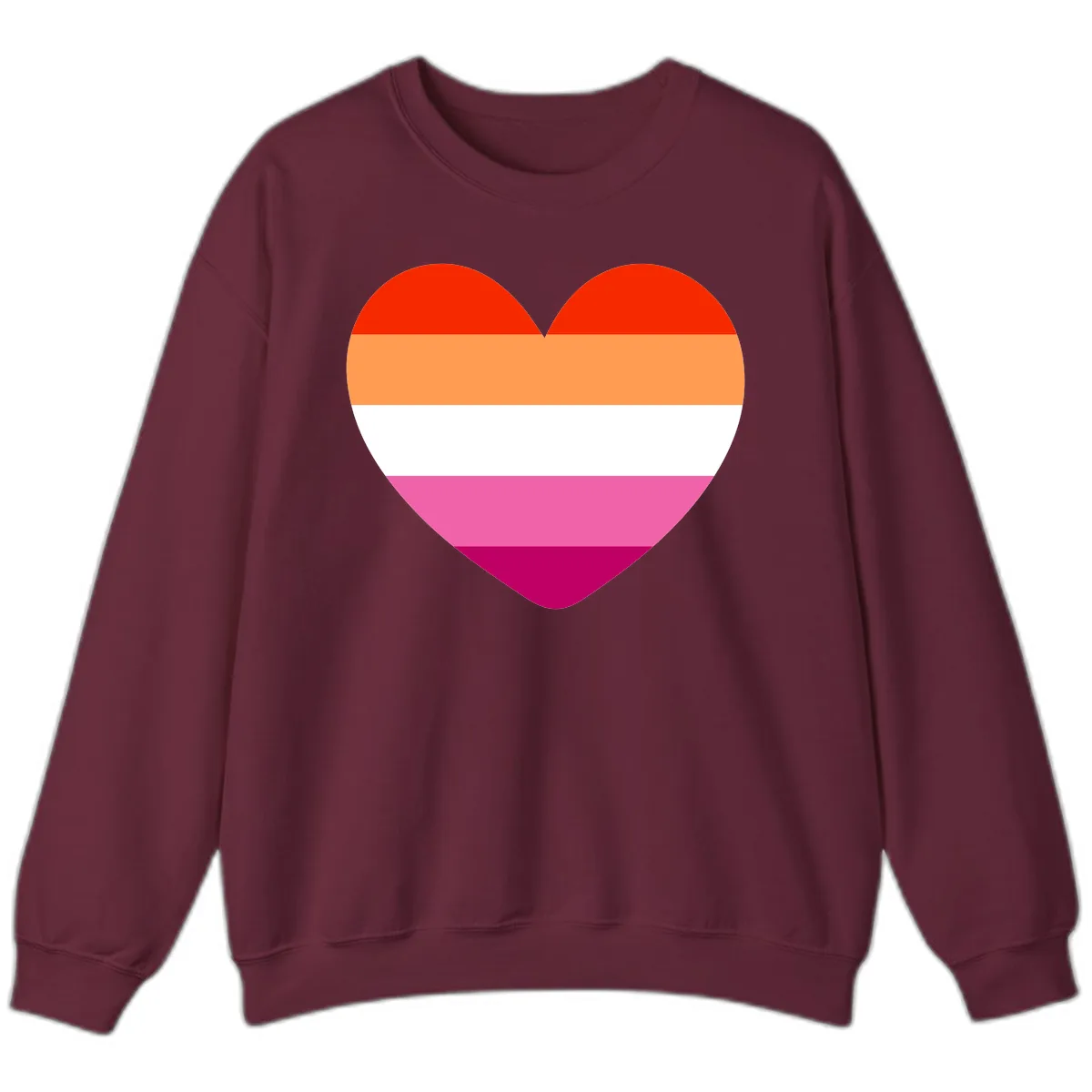 Lesbian Pride Heart Flag Sweatshirt in Maroon