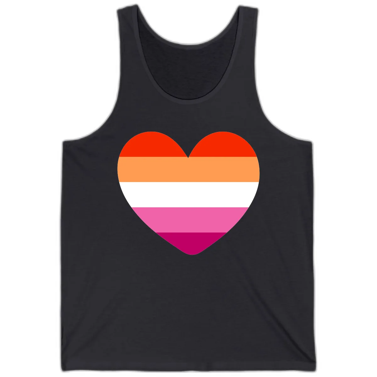 Lesbian Pride Heart Flag Tank in Dark Grey