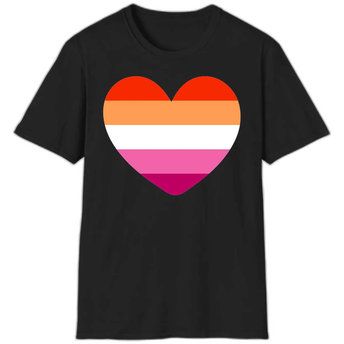 Lesbian Pride Heart Flag T-Shirt in Black