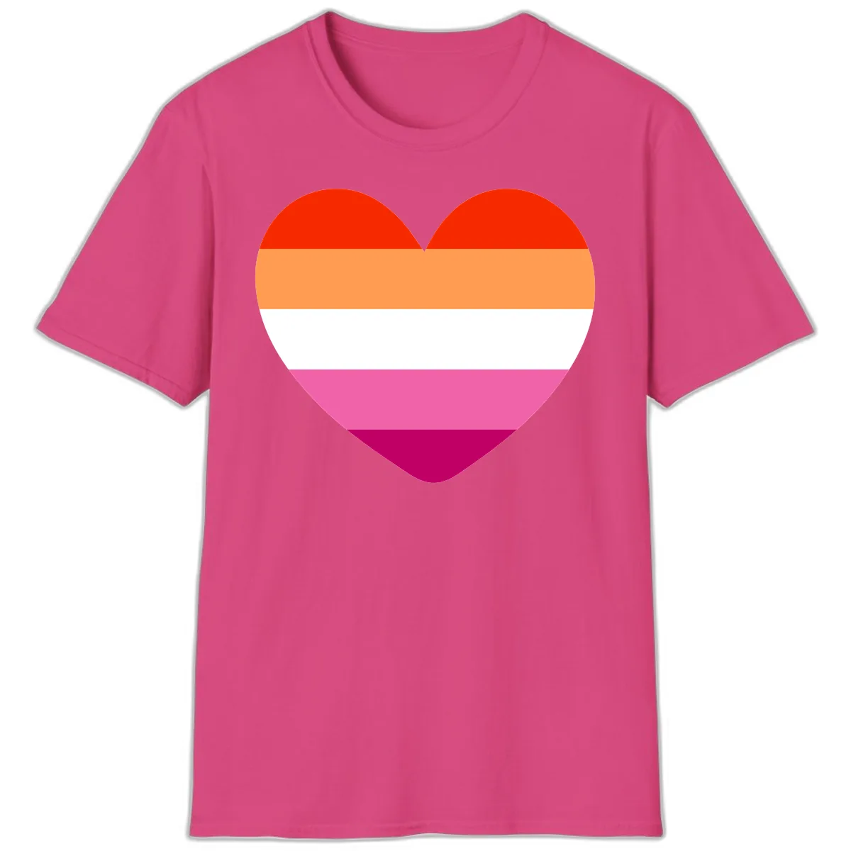 Lesbian Pride Heart Flag T-Shirt in Heliconia