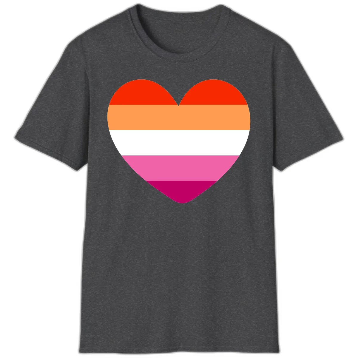 Lesbian Pride Heart Flag T-Shirt in Dark Heather
