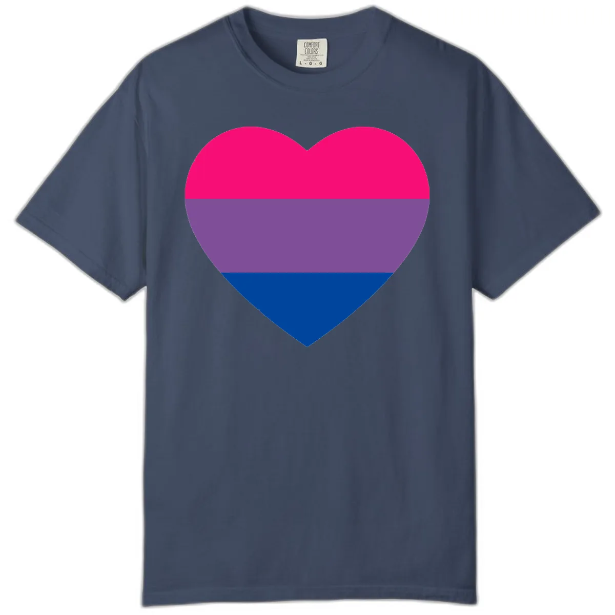 Bisexual Pride Heart Comfort Color in Midnight
