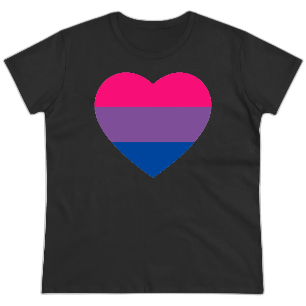 Bisexual Pride Heart Ladies Tee in Black