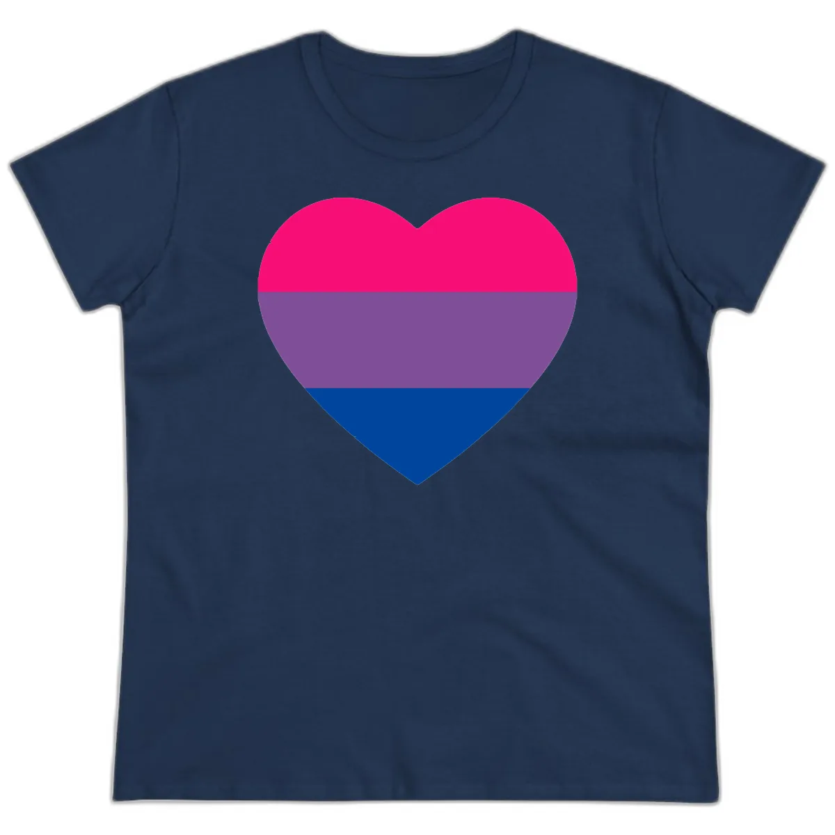 Bisexual Pride Heart Ladies Tee in Navy