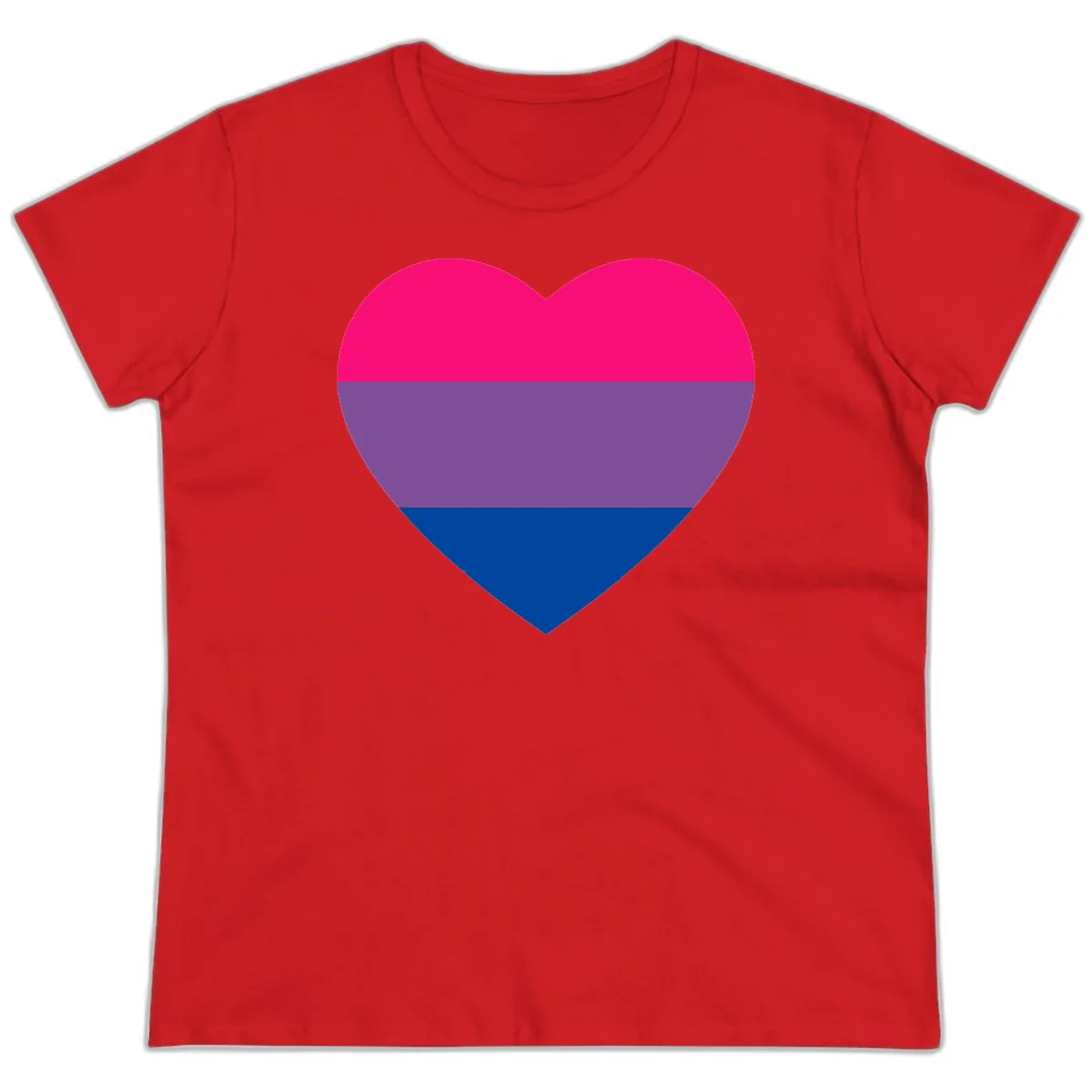 Bisexual Pride Heart Ladies Tee in Red