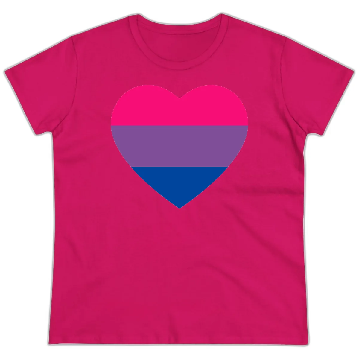 Bisexual Pride Heart Ladies Tee in Heliconia