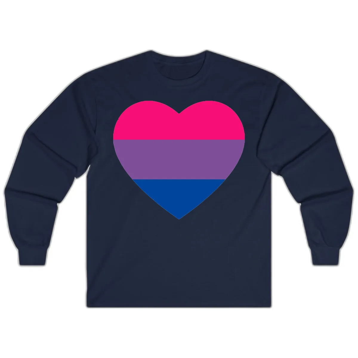 Bisexual Pride Heart Long Sleeve in Navy