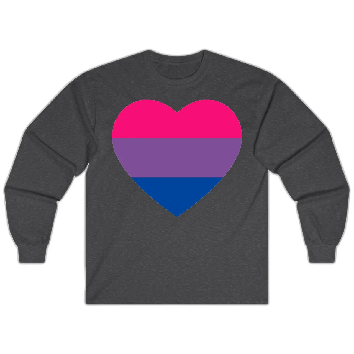 Bisexual Pride Heart Long Sleeve in Dark Heather