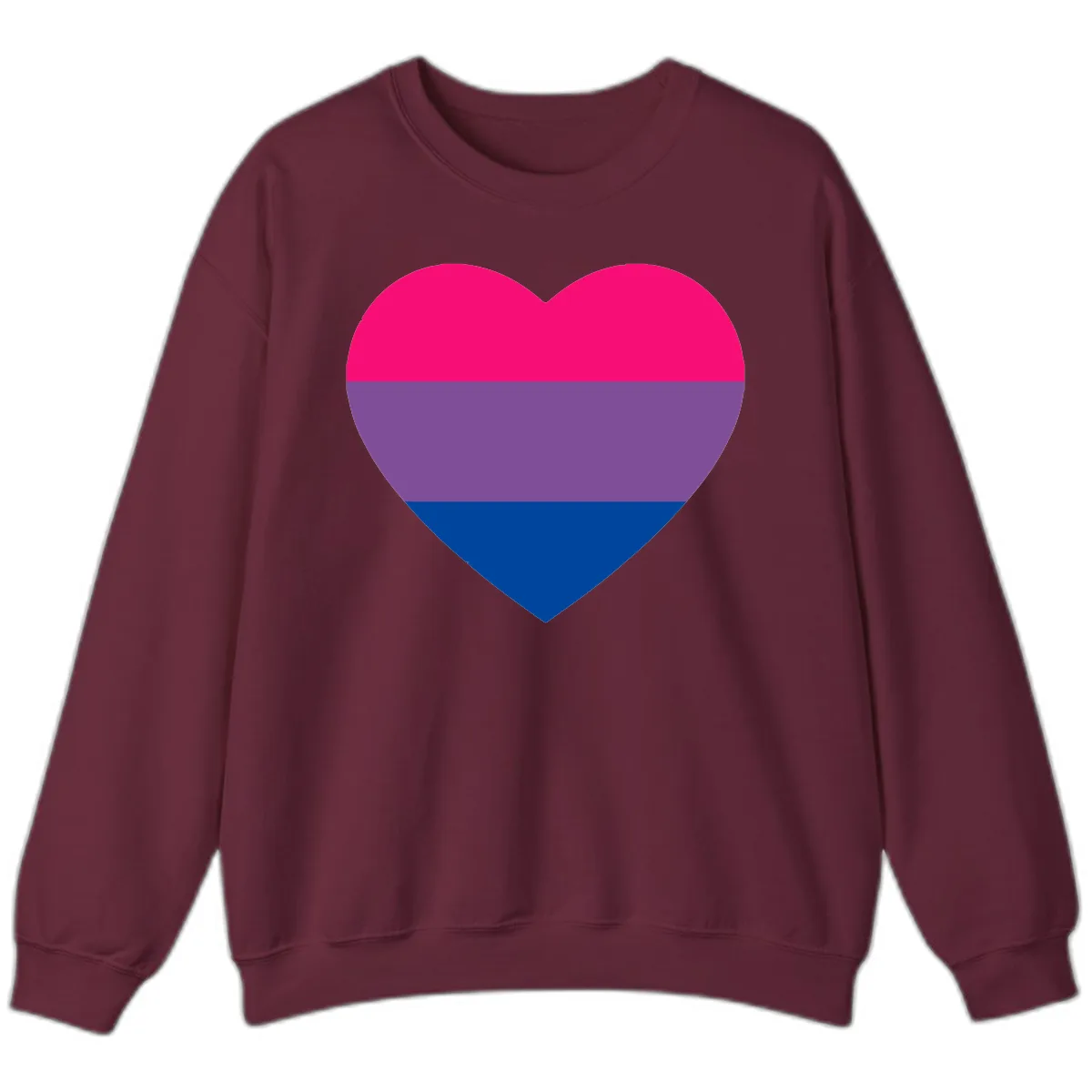 Bisexual Pride Heart Sweatshirt in Maroon