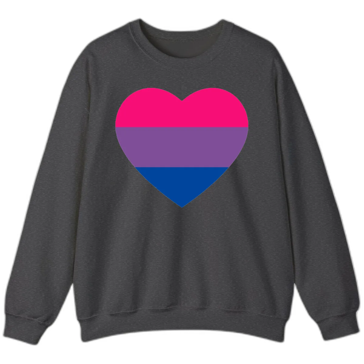 Bisexual Pride Heart Sweatshirt in Dark Heather